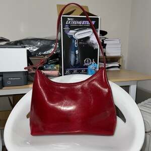 Monsac Red Leather Hobo Shoulder Bag